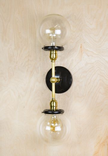Brass & Black Two Light Miguel Sconces