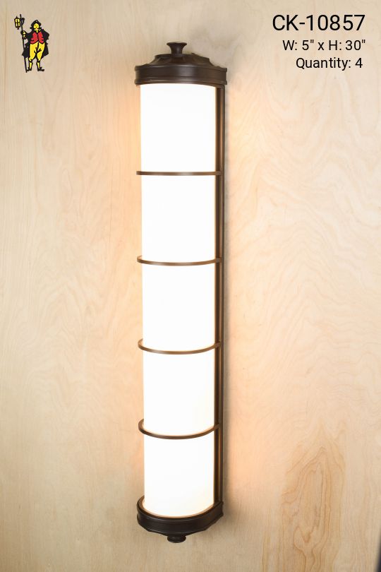 Old Bronze & Glass 30" Wall Sconce