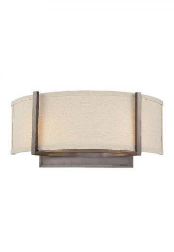 Two Light Wall Sconce w/Khaki Fabric Shade