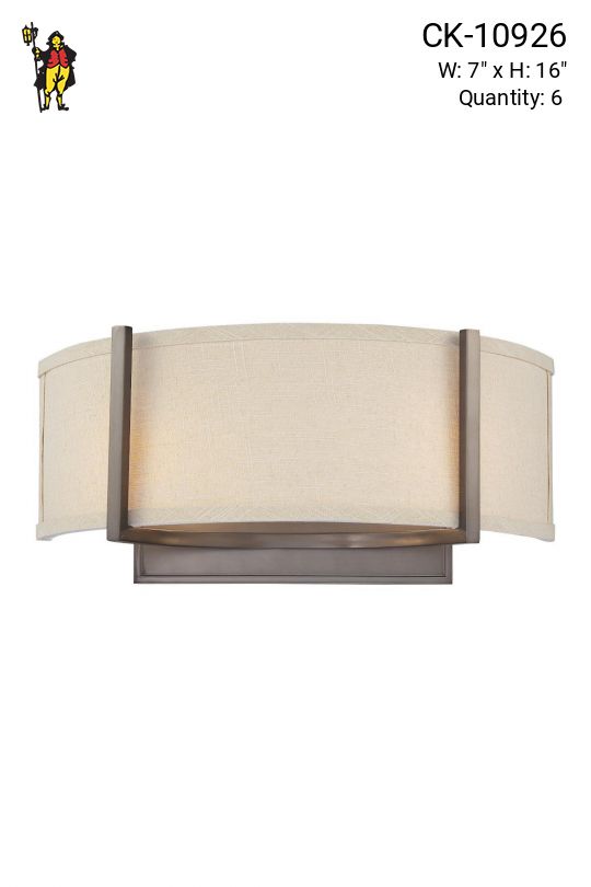 Two Light Wall Sconce w/Khaki Fabric Shade