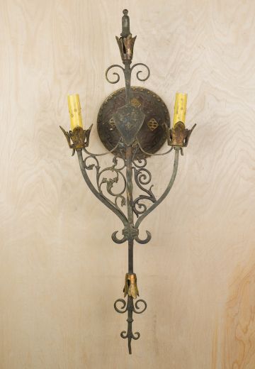Iron Two Candle Gothic Wall Sconce