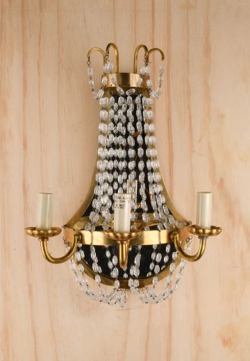 Three Light Crystal Basket Wall Sconce