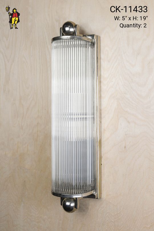 Polished Nickel & Glass Rod Wall Sconce