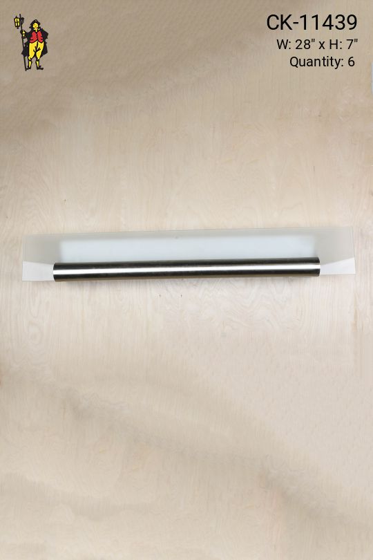Modern Two Foot Glass & Nickel Wall Sconce