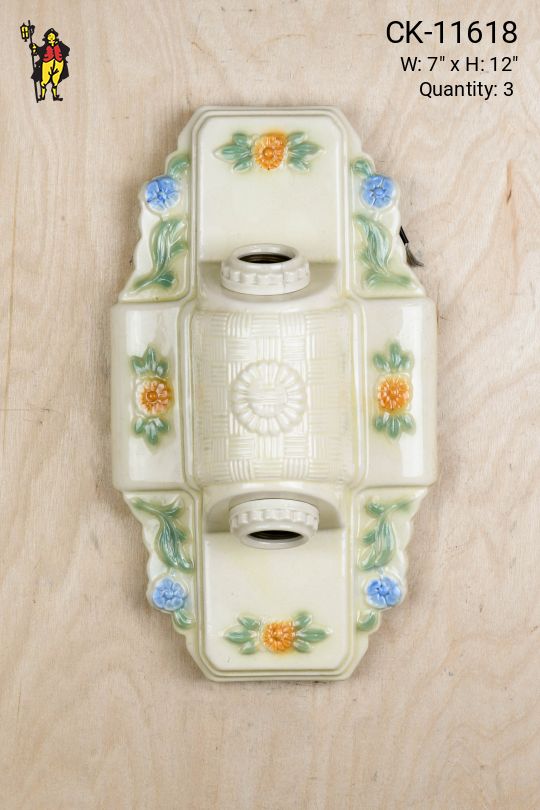 Two Light Floral Porcelain Wall Sconce