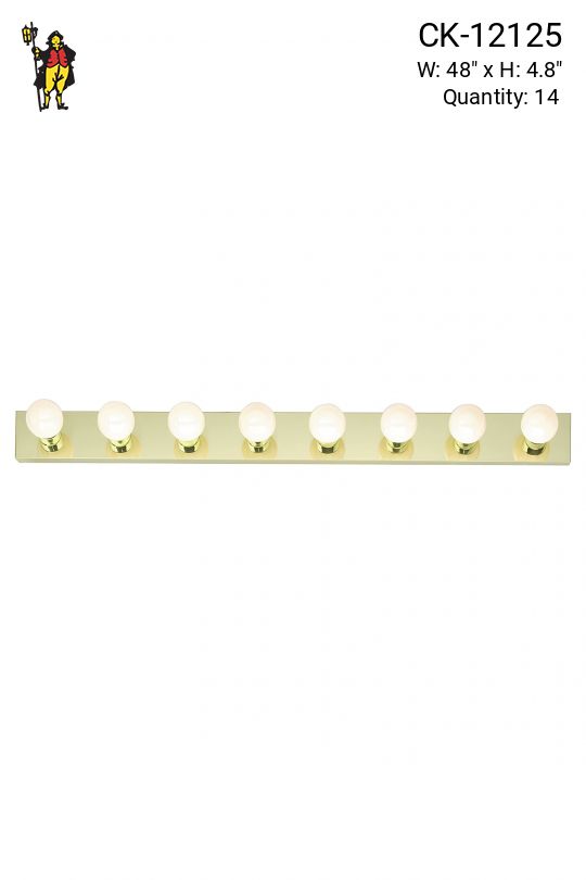 48" Polished Brass Eight Light Vanity Light