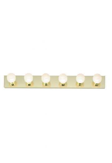 36" Polished Brass Six Light Vanity Light
