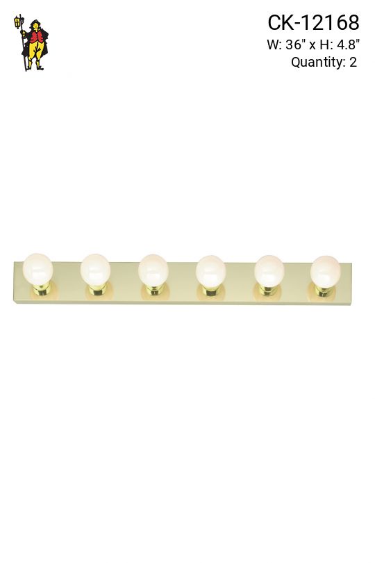 36" Polished Brass Six Light Vanity Light