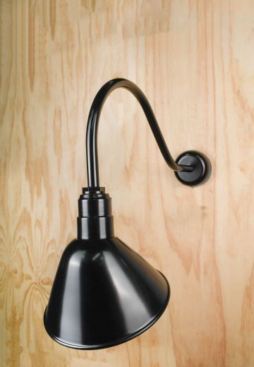 12" Curved Arm Black Billboard Wall Light