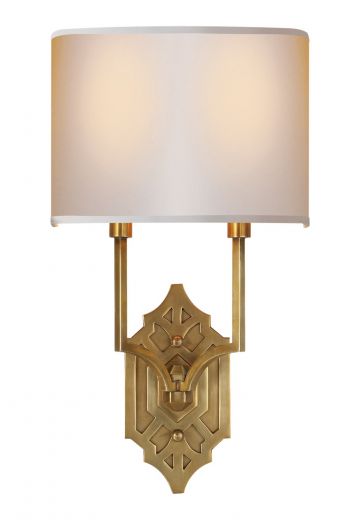 Two Light Antique Brass Wall Sconce