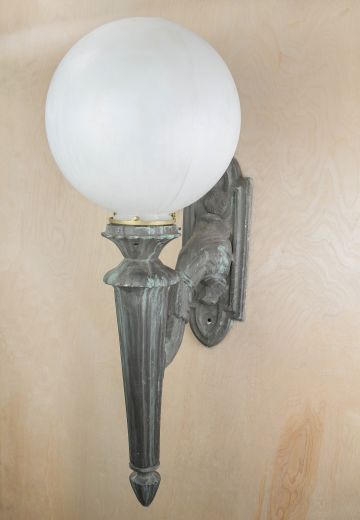 Single Globe Torch Style Outdoor Wall Light