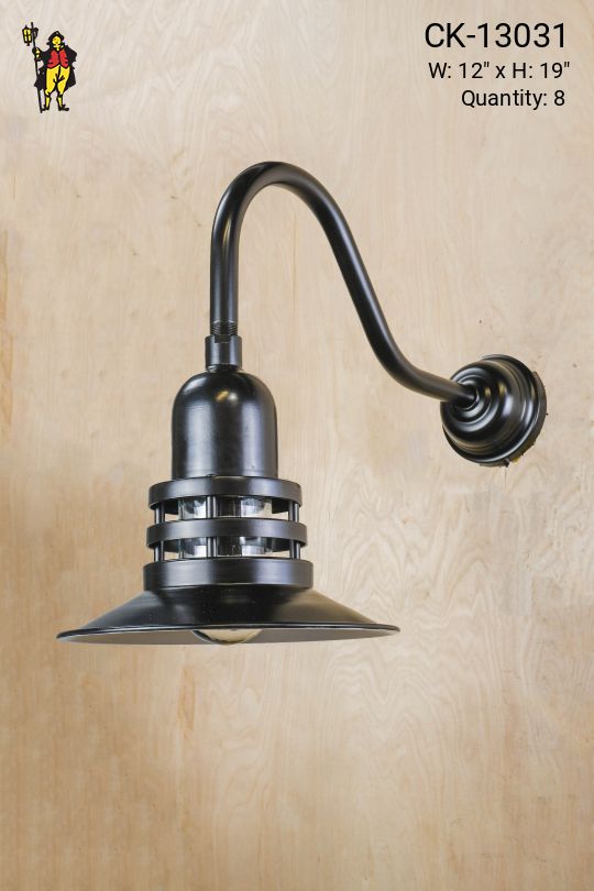 Black Curved Arm Reflector Wall Light