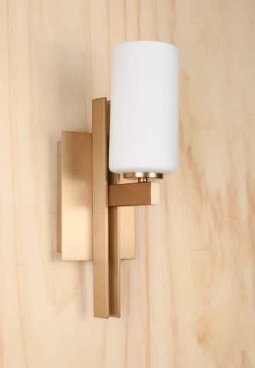 Antique Brass Glass Shaded Single Light Wall Sconce