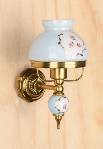 Blue Floral Mid Century Single Light Wall Sconce