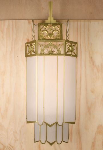 Oversize Brass & Plastic Art Deco Sconces