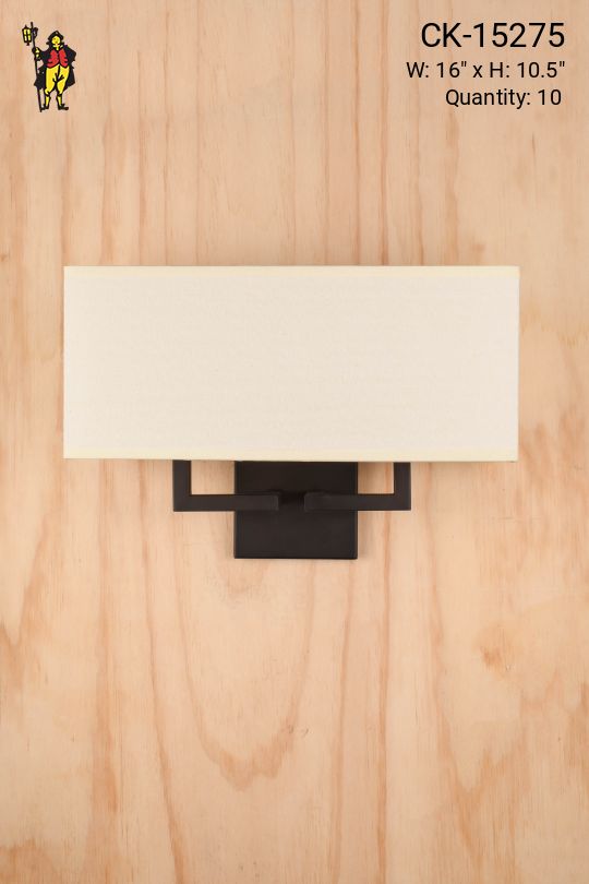 Black Two Light Fabric Shaded Wall Sconce
