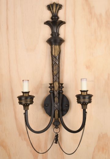 Antique Brass & Bronze Two Candle Wall Sconce