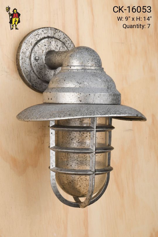 Distressed Metal Shaded Cage Wall Sconce