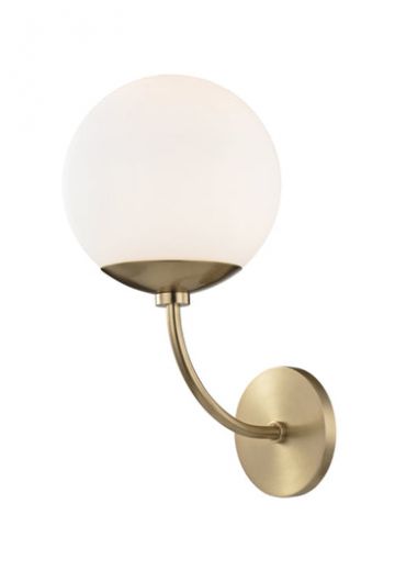 Antique Brass Single Up Light Wall Sconce w/Glass Globe