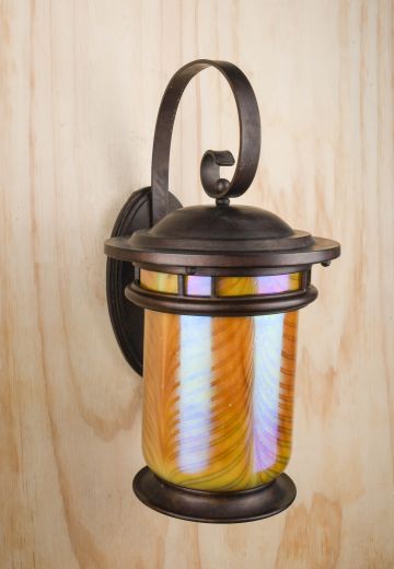 Large Bronze Lantern w/Iridescent Glass Shade