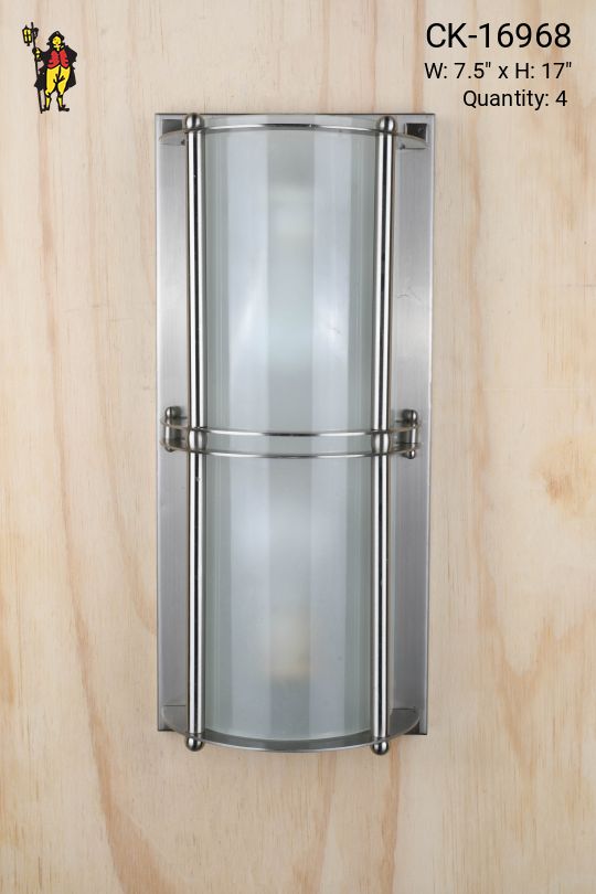 Nickel & Rounded Glass Two Light Wall Sconce