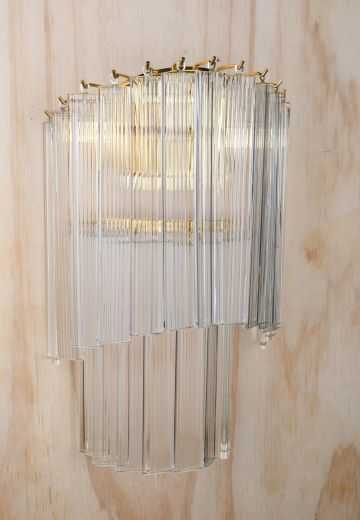 Brass & Crystal Two Light Wall Sconce