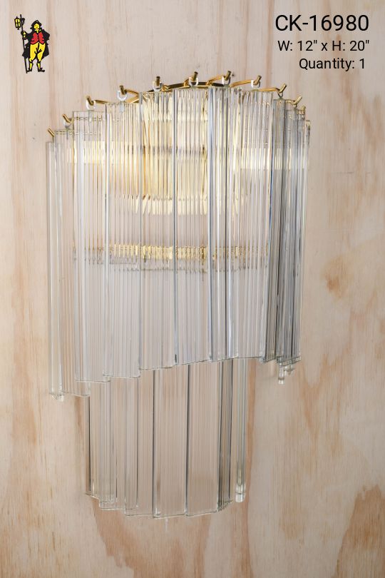 Brass & Crystal Two Light Wall Sconce