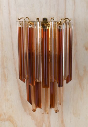 Brass & Clear/Amber Crystal Wall Sconce
