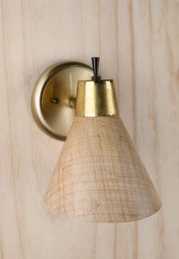 Brass One Spot Light Adjustable Wall Sconce w/Beige Textured Shade