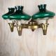 Antique Brass Three Candle Student Shaded Wall Sconce #0