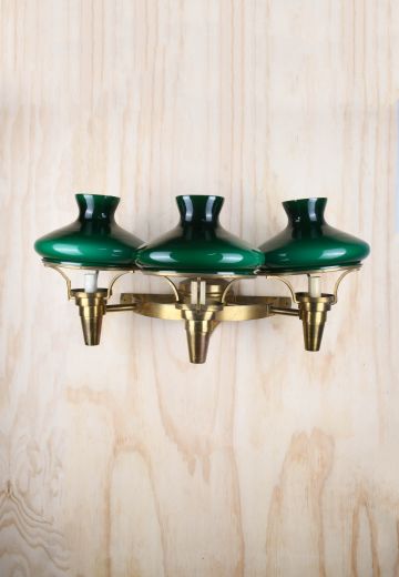 Antique Brass Three Candle Student Shaded Wall Sconce