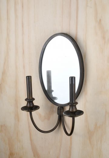 Bronze Two Candle Mirror Wall Sconce