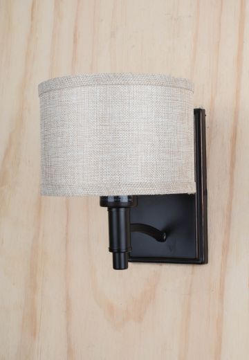 Bronze Single Light Fabric Shaded Wall Sconce