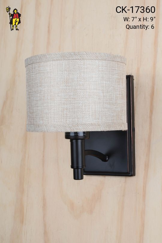 Bronze Single Light Fabric Shaded Wall Sconce