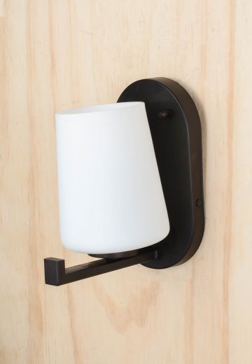 Glass Shaded Single Light Bronze Wall Sconce