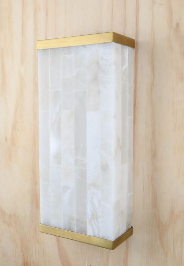 Alabaster & Brass Two Light Rectangular Wall Sconce
