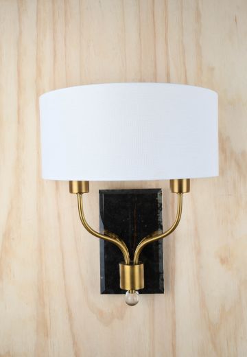 Distressed Mirrored Two Brass Light Wall Sconce
