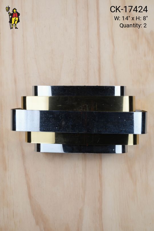 Chrome & Polished Brass Square Ring Wall Sconce