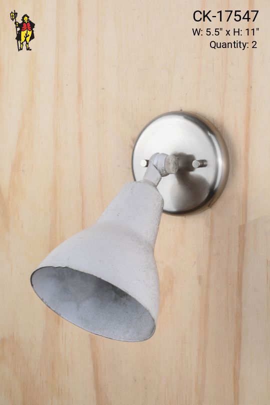Distressed White Adjustable Bullet Reflector Wall Sconce