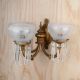 Antique Brass Three Light Wall Sconce w/Crystal Drops #0