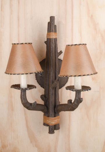 Wooden "Tree" Two Candle Wall Sconce