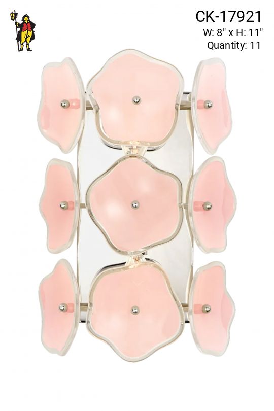 Pink Floral Glass Wall Sconce