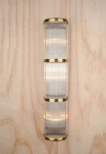 Brass & Glass Rod Tall Linear Wall Sconce