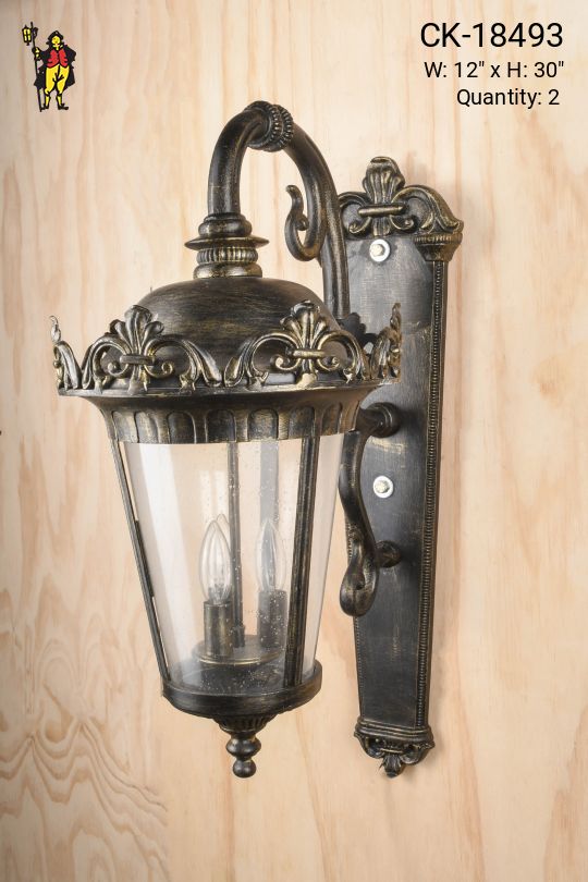 Bronze Three Candle Oversize Wall Lantern