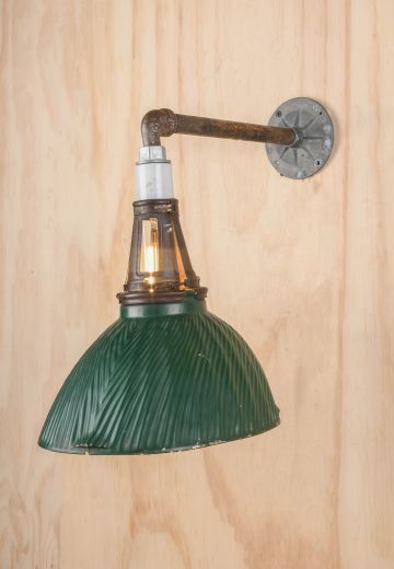 Green Glass Shaded Down Light Wall Sconce