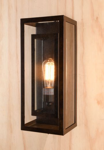 Bronze & Clear Glass Rectangular Wall Lantern