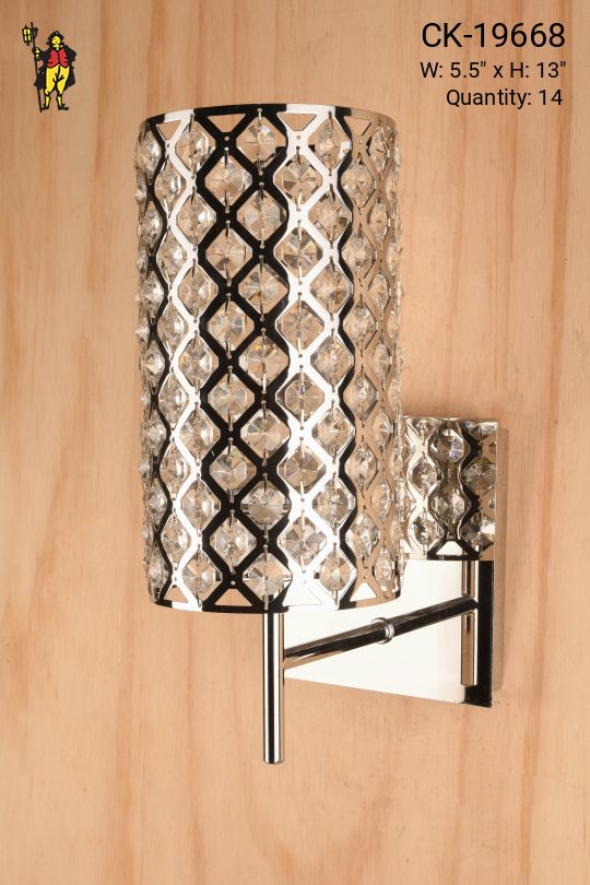 Polished Chrome One Light Wall Sconce w/Crystal Beaded Sade