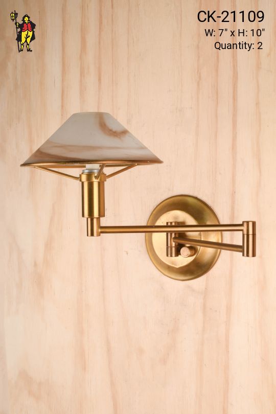 Alabaster Shaded Swing Arm Wall Scocne