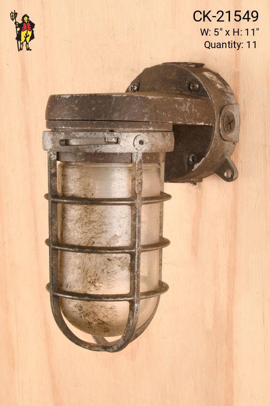 Distressed Caged Vapor Proof Wall Light