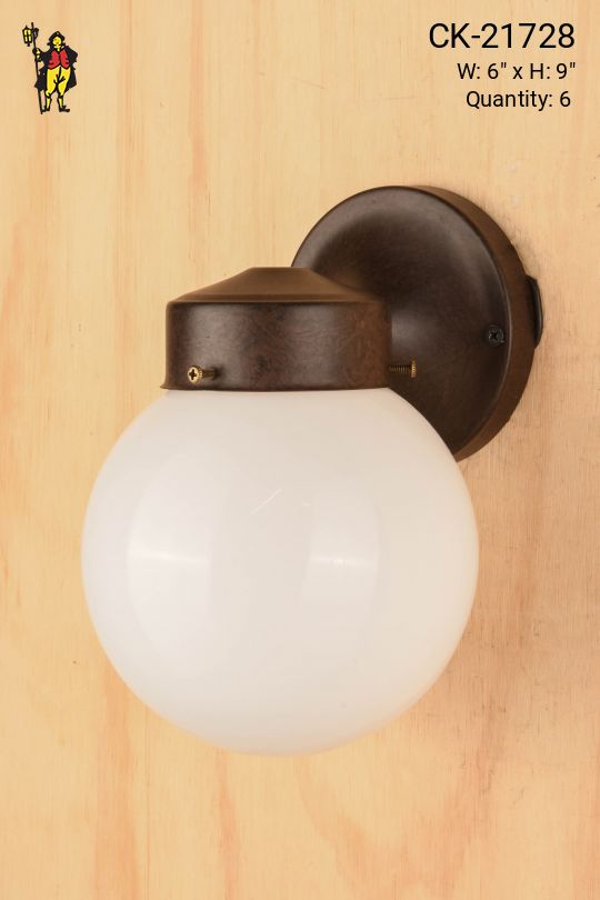 Simple Bronze Globe Shaded Porch Wall Light